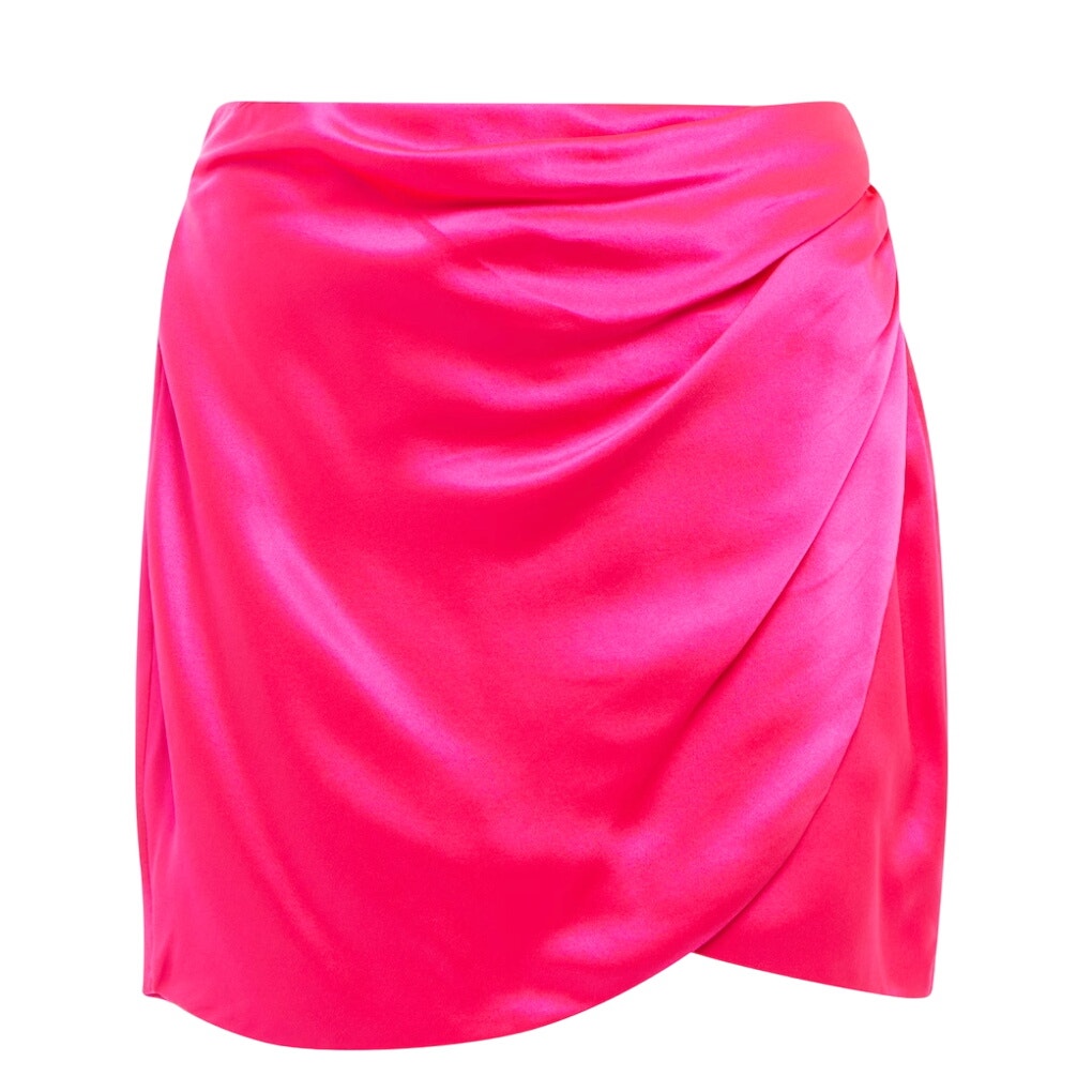 The Sei Barbie Pink Micro Mini Skirt Size 2 Silk Ruched Cocktail Designer $500 — image 3 of 8